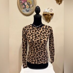Cynthia Rowley Cashmere Leopard Print Sweater